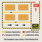 Warehouse Floor Safety & Aisle Marking Pack | CSA Compliant | Industrial Floor Tape Canada Niagara Stands Out