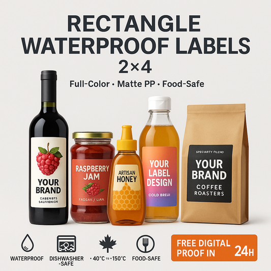 Rectangle Waterproof Labels 2x4 Canada | Custom Bottle & Jar Labels Niagara Stands Out