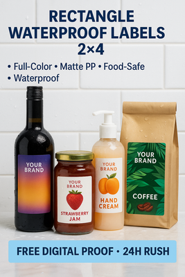 Rectangle Waterproof Labels 2x4 Canada | Custom Bottle & Jar Labels Niagara Stands Out