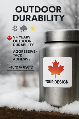 Square Waterproof Labels 3x3 Canada | Custom Color Auto-Cut Singles