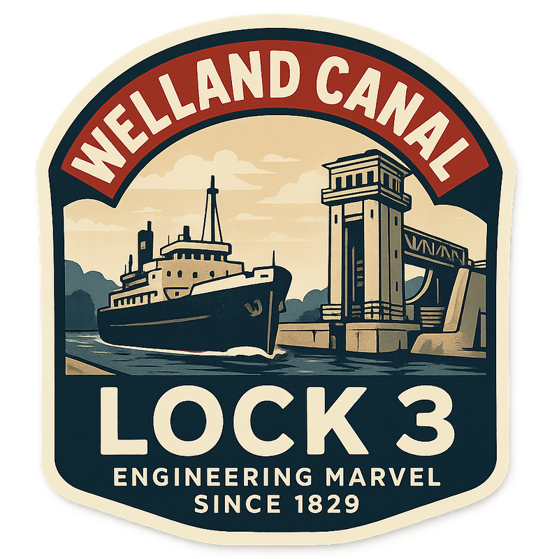 Same-Day Welland Canal Lock 3 Vintage Sticker in Niagara Welland Canal Lock  Vintage Sticker