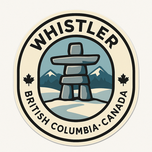 Whistler Inukshuk Emblem Design Canadian Symbol Sticker Whistler Inukshuk Emblem Design