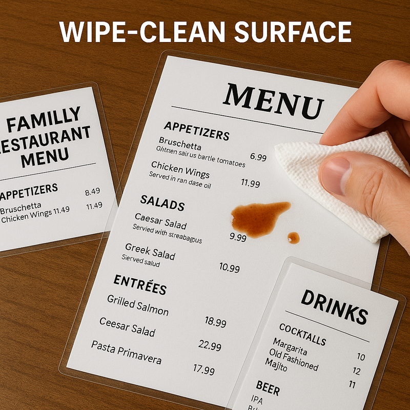 Restaurant Menu Printing - Standard Laminated (8.5" x 11") - 250 Count