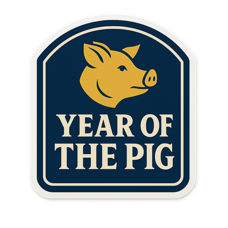 Year Of The Pig Sticker Chinese Zodiac Decal Year of the Pig Emblem