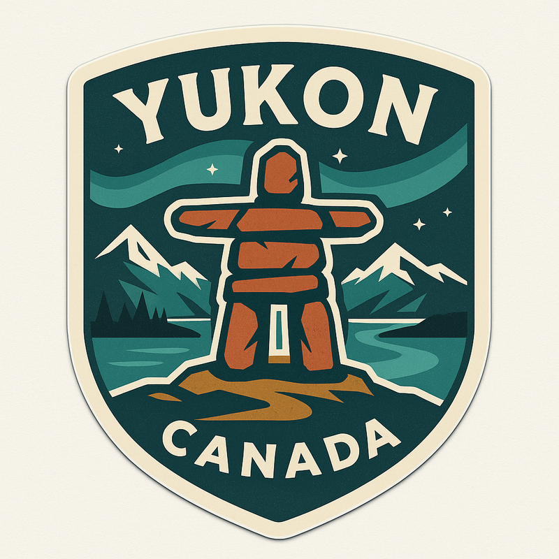 Yukon Emblem with Aurora Borealis | Canada Travel Sticker - Product Image