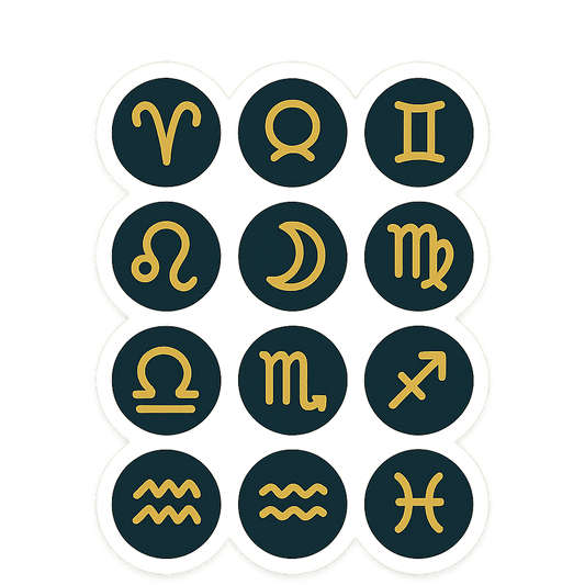 Same-Day Zodiac Glyphs in Golden-Yellow Sticker in Niagara Zodiac Glyphs in Golden Yellow