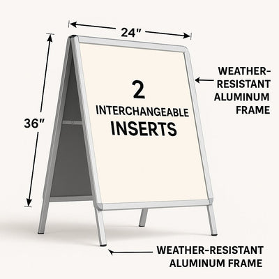 Professional A-Frame Sidewalk Sign 24×36 - Premium Business Display with Rush Options Niagara Stands Out