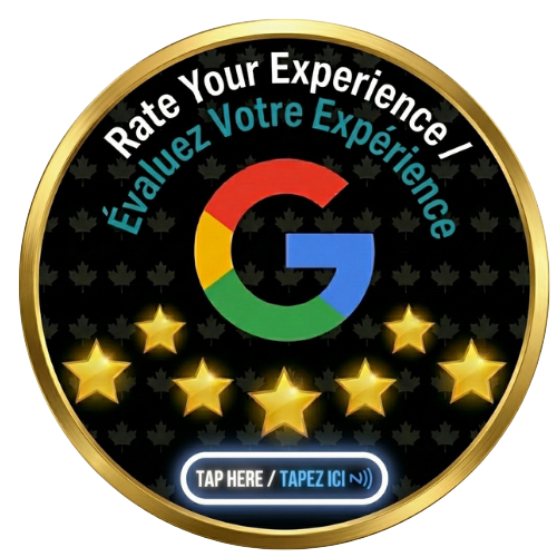 Gold NFC Google Review Stand buy gold custom google review badge button niagara region