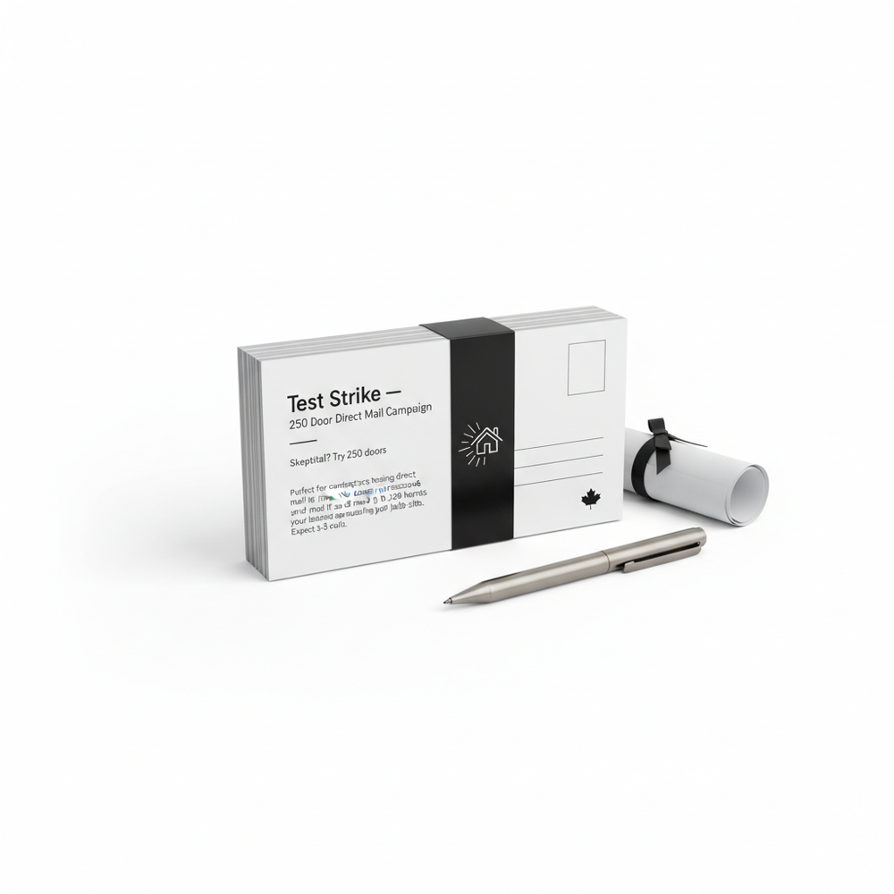 Test Strike — 250 Door Direct Mail Campaign — professional direct mail service for contractors in Niagara and Ontario, Canada