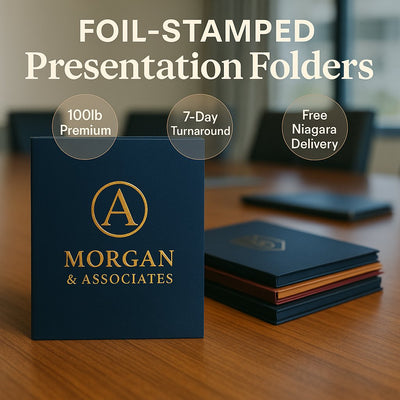 Foil-Stamped Presentation Folders — pitch kits that close deals Niagara Stands Out