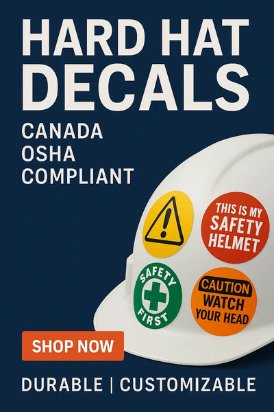 Hard Hat Decals Canada - OSHA Compliant Safety Helmet Stickers - Contractor Team ID Niagara Stands Out