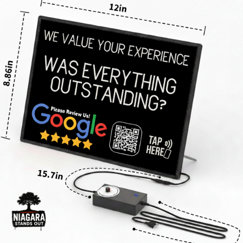 LED Google Review Counter Display | Illuminated NFC Sign - Product Image