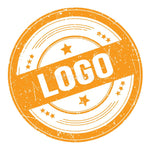 Same-Day Logo Sticker Add-On | 50 Pack Bundle in Niagara logo text orange round grungy stamp texture