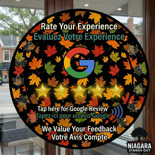 Google Review NFC Coaster oakville real estate office google review sign ontario