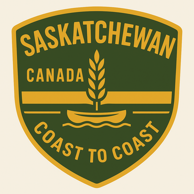 Saskatchewan Canada badge featuring authentic Western red lily design - Premium provincial pride collection