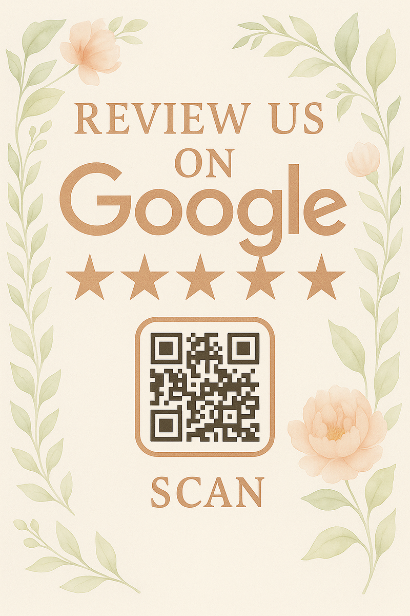 Google Review NFC Decal for Flower Shops - scan only Botanical Review Invitation Sign