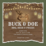 Rustic Country Stag & Doe Ticket