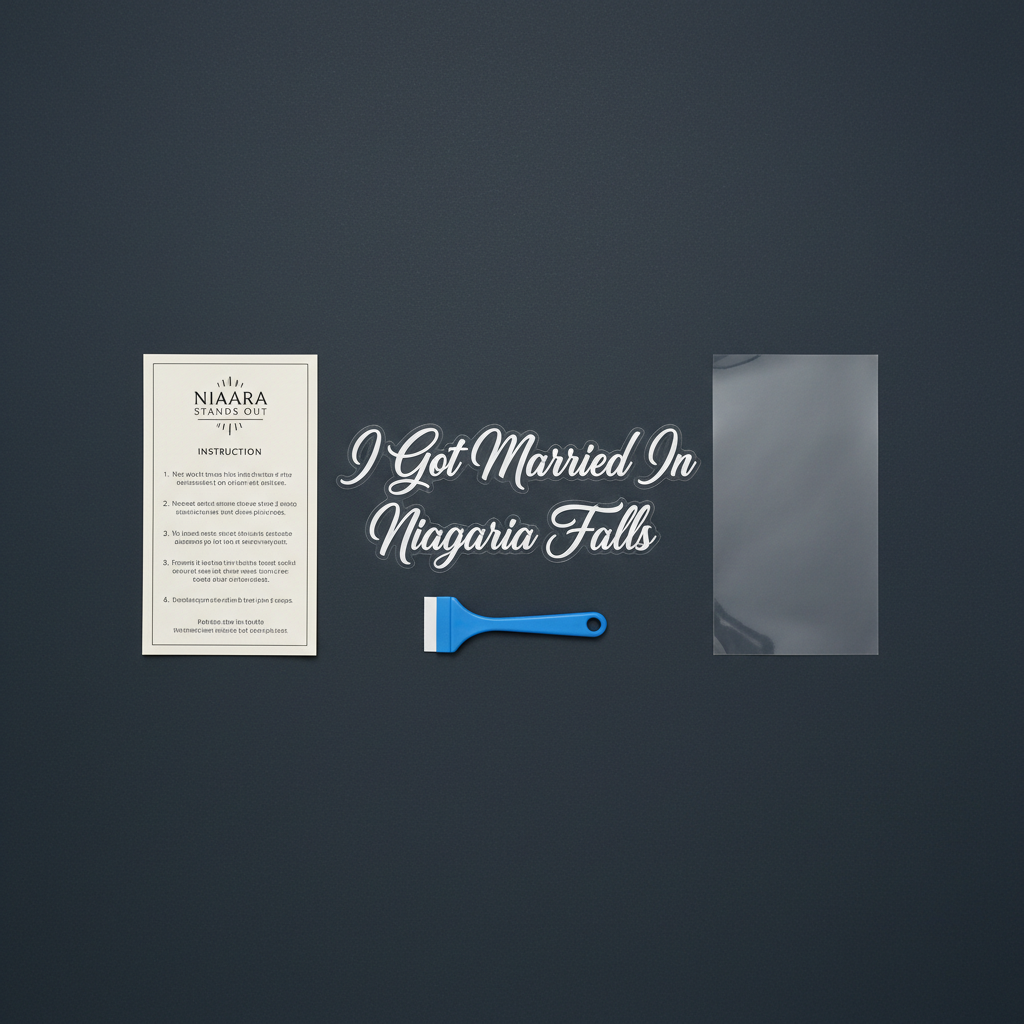 I Got Married in Niagara Falls — Sticker Pack package — vinyl decal, transfer tape, squeegee, application guide included