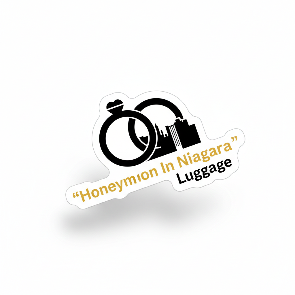 "Honeymoon in Niagara" Luggage Sticker — waterproof vinyl sticker, Made in Canada, 7-Year Guarantee