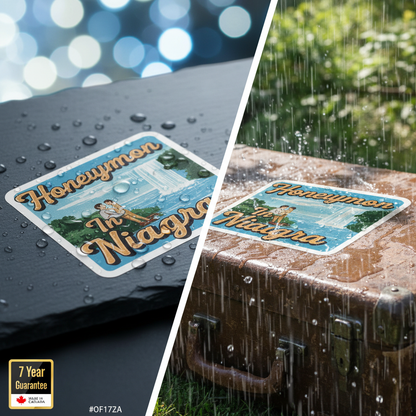 "Honeymoon in Niagara" Luggage Sticker — UV-resistant, waterproof, 7-Year Guarantee, Made in Canada