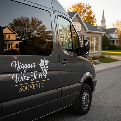 Niagara Wine Tour Souvenir Sticker applied to service vehicle — professional branding, Niagara Region Ontario