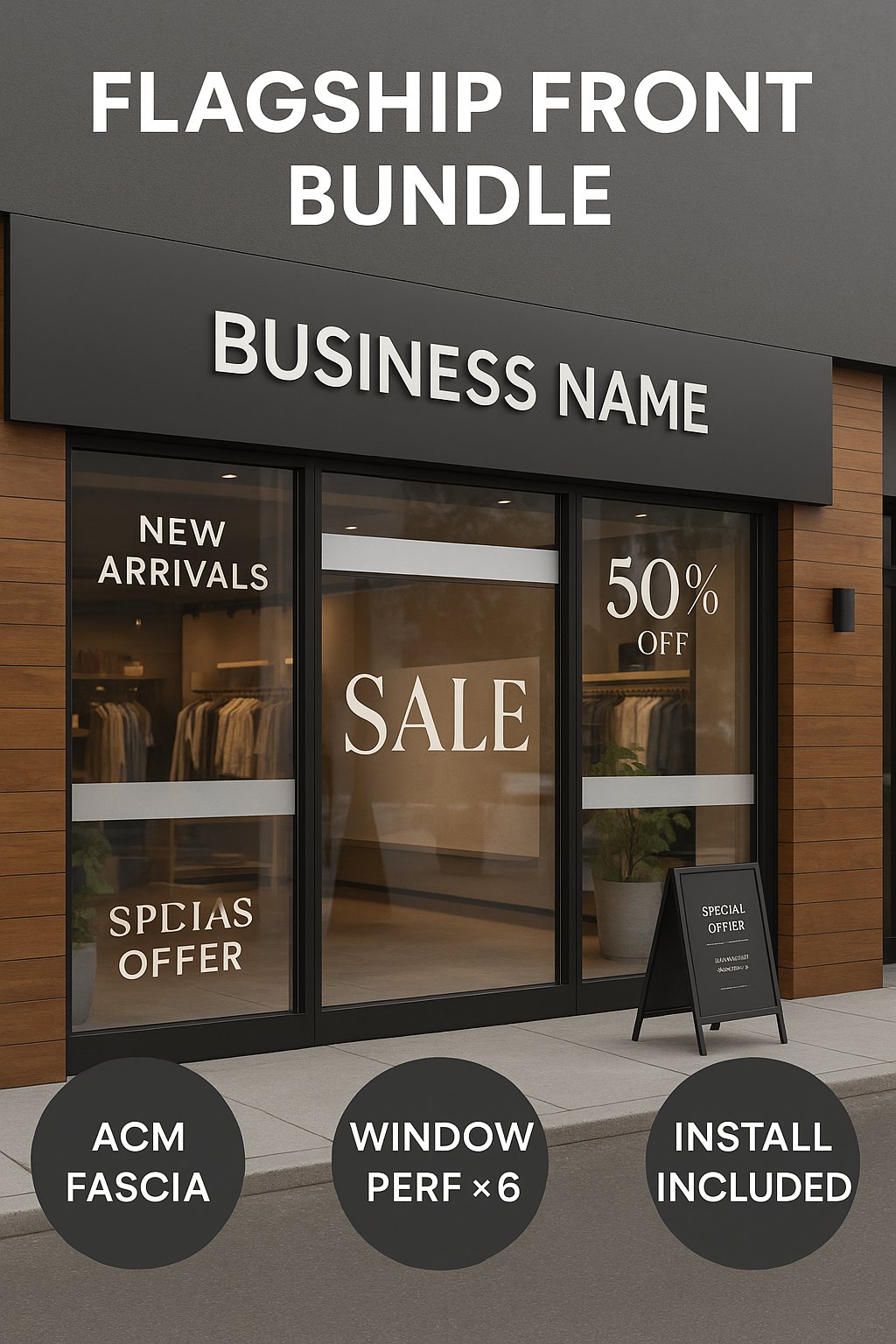 Flagship Front — Custom Fascia + Window Perf x6 + Feature Upgrade (Installed) Niagara Stands Out