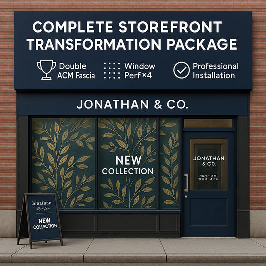 Brand Takeover — Double Fascia + Window Perf x4 + A-Frame (Installed) Niagara Stands Out