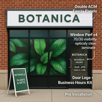 Brand Takeover — Double Fascia + Window Perf x4 + A-Frame (Installed) Niagara Stands Out